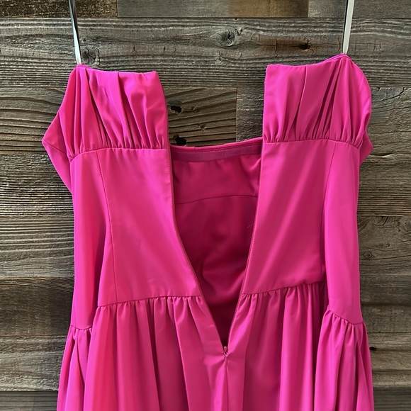 NWT Monique Lhuillier Pink Taffeta High Low Bubble Hem Strapless Gown Size 4 - Picture 9 of 13